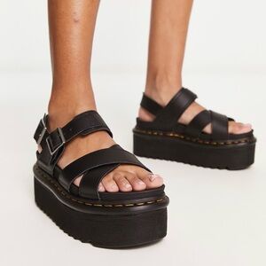 Dr. Martens, Voss II Black Platform Sandals, Size 8